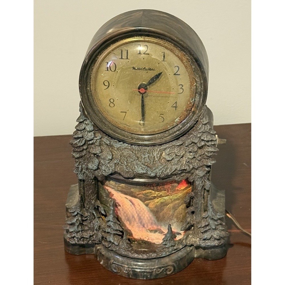 Vintage Mastercrafters Waterfalls Works Lighted Animation Table Clock NK